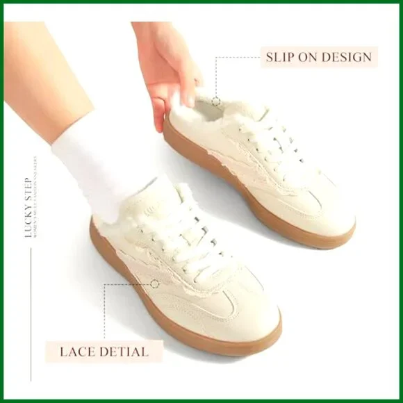 Suede and PU Mule Sneakers with Plush Lining and Non-Slip Outsole